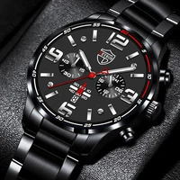fashion mens watches luxury men business stainless steel quartz wrist watch man sports casual leather watch relogio masculino