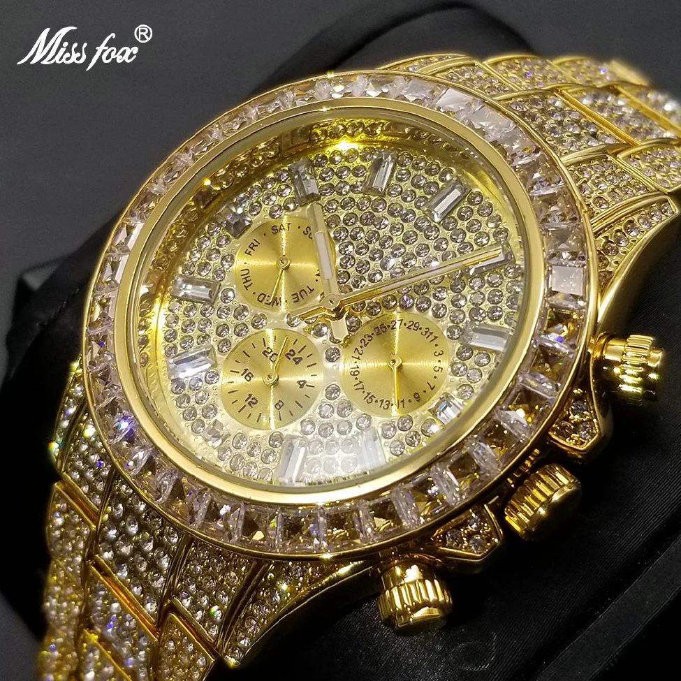 

New Top Brand Luxury Men's Watch Full Diamond 30M Waterproof Clock Male Iced Out Watches Quartz Wristwatch Relogio Masculino