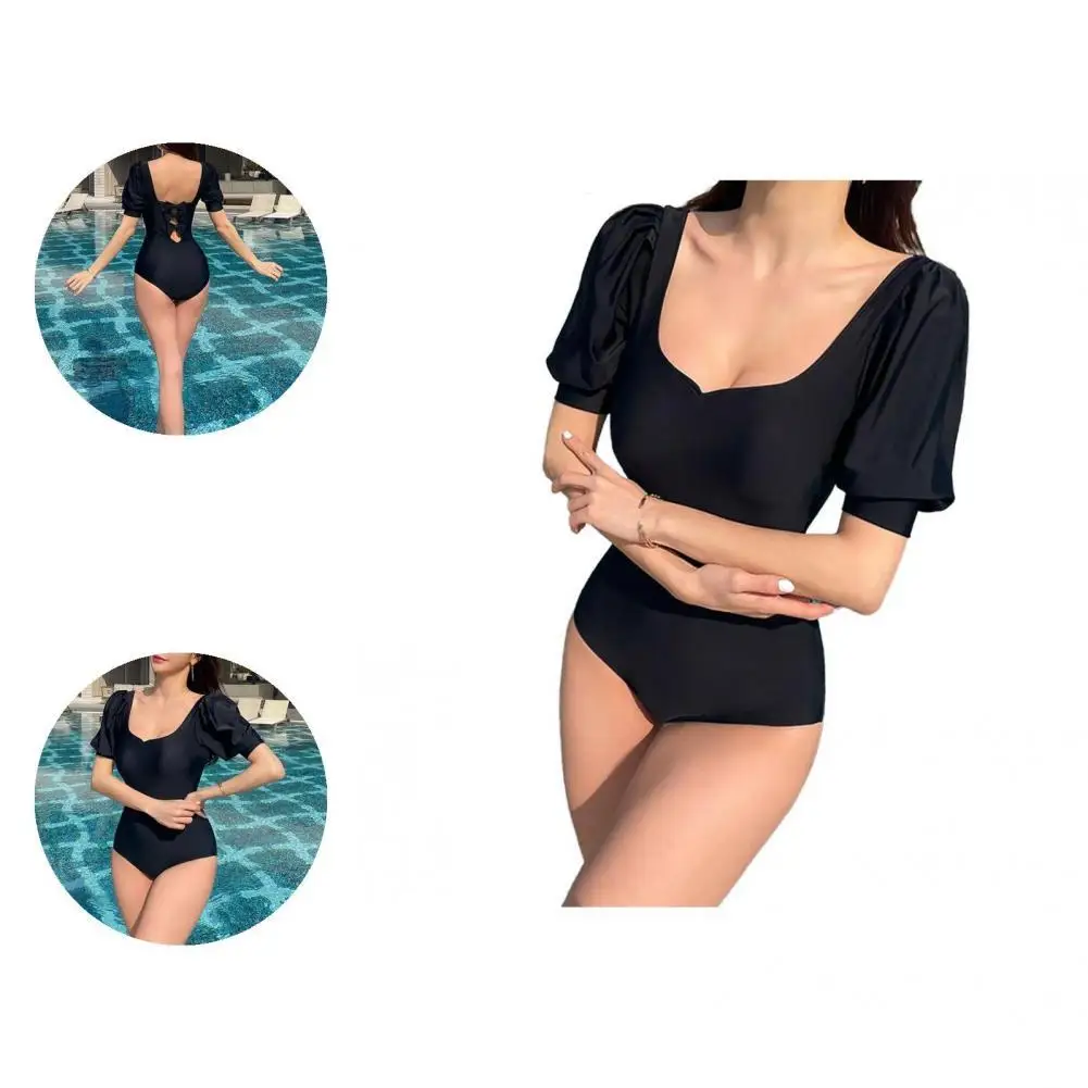 

One-piece Stylish Slim Black Bikini Ladies Women Monokini Wireless for Spa
