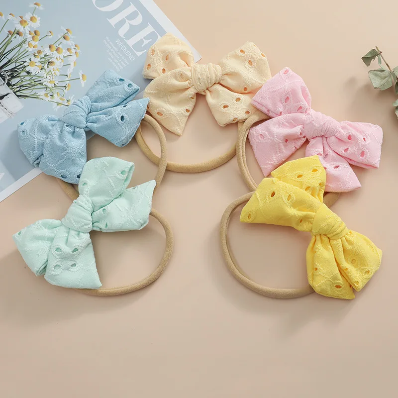 

1 Pcs Baby Bows Headbands Girls Vintage Hair Accessories For kids Nylon Turban Traceless Infant Hairband New Eastic Hair Band