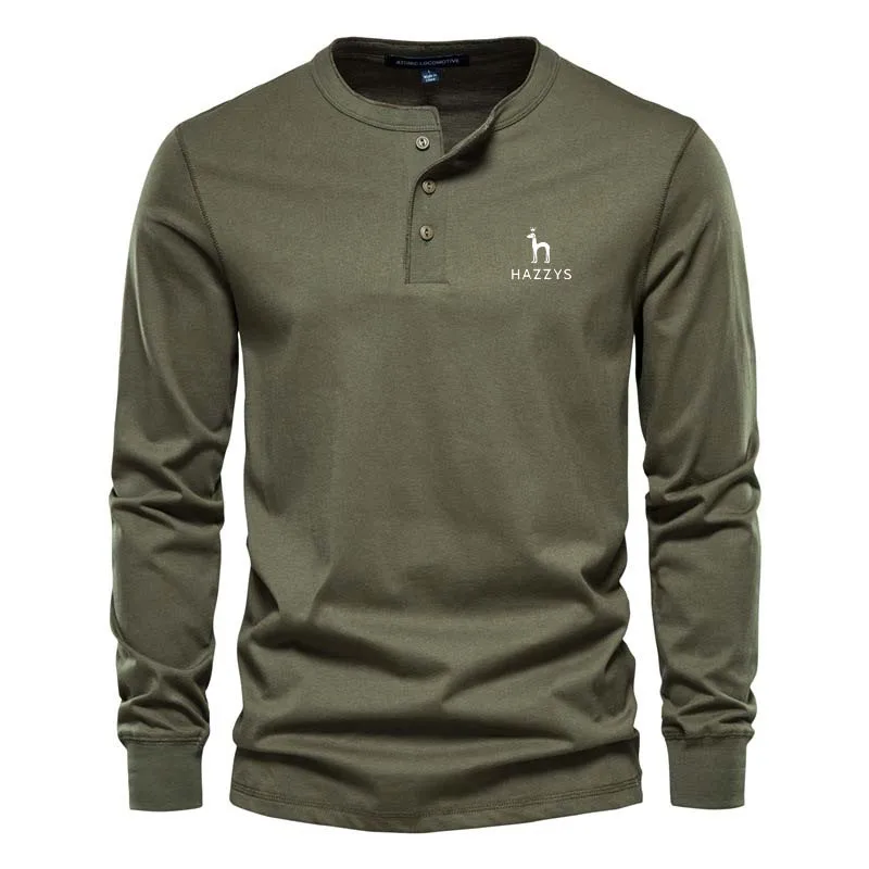 Men's Golf HAZZYS Polo Wear Casual Sweatshirts Hoodie Buttons Slim Pullover Long Sleeve Spring Autumn Men Pieces O-Neck Male