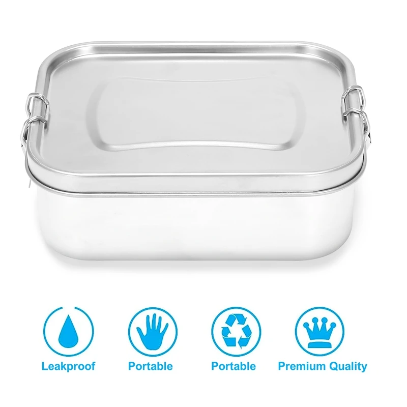 Ланч-бокс из нержавеющей стали Bento с 3 отделениями для сэндвичей и обеих сторон 1400