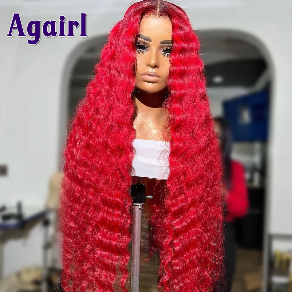 13x6 Lace Frontal Wigs Red Loose Deep Wave Lace Front Wigs Red Orange Human Hair Wigs Brazilian HD Transparent 13x4 Lace Wigs