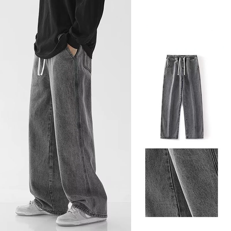 DEEPTOWN Vintage Jeans for Men Spring Autumn Japanese Youth Trousers Male Washed School Denim Straight Pants Casual Loose Retro