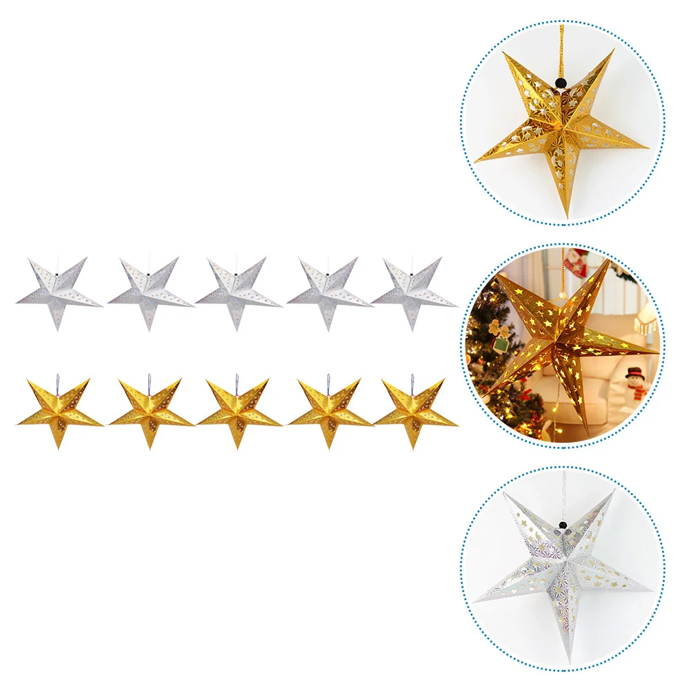

Star Paper Lamp Shade Lantern Lampshade Hanging Light Ceiling Xmas 3D Ornament Glitter Tree Christmas Topper Folding Puzzle