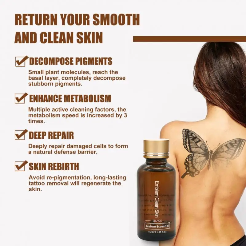 

2022 30ml Tattoo Removal Liquid Painless Unwanted Tattoos Print Cleaning Gel Moisturize Skin Tattoo Repair Cream Dropshipping