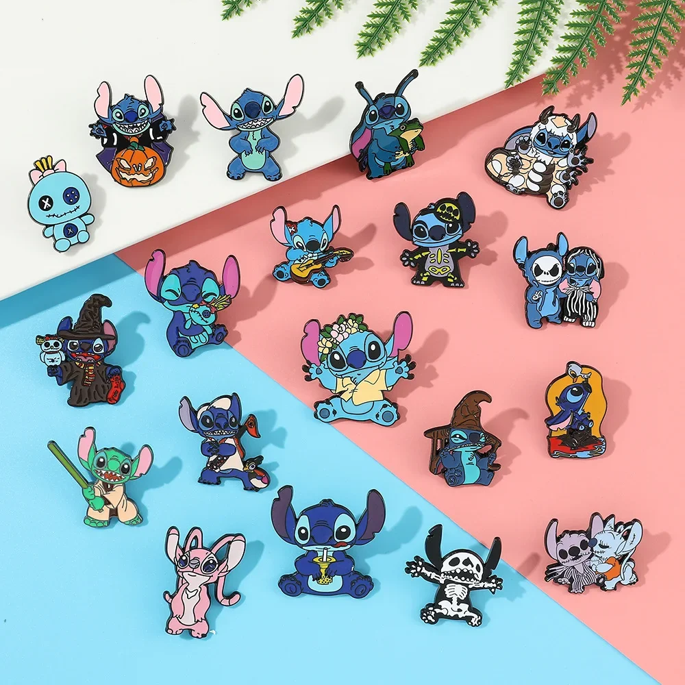 

Disney Cartoon Lilo & Stitch Brooches Kids Metal Enamel Pin Accessories Women Backpack Lapel Clothes Brooch Girl Xmas Party Gift