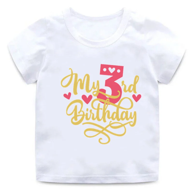 

Kids Girls T-shirt for Birthday My 1 2 3 4 5 6 7 8 9 10th Birthday Tshirt Summer Children Clothing Funny T Shirt Present