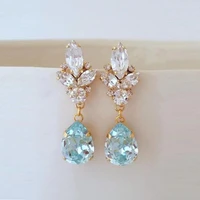 exquisite light colored drop zircon dangle earrings for women aaa cz leaf earring jewelry accessories