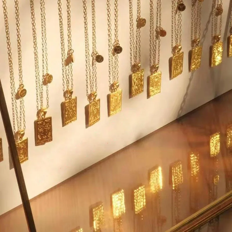 

Titanium Steel Jewelry Hot Selling Popular Square Brand Pendant Twelve Constellations Stainless Steel Men's And Women's Necklace