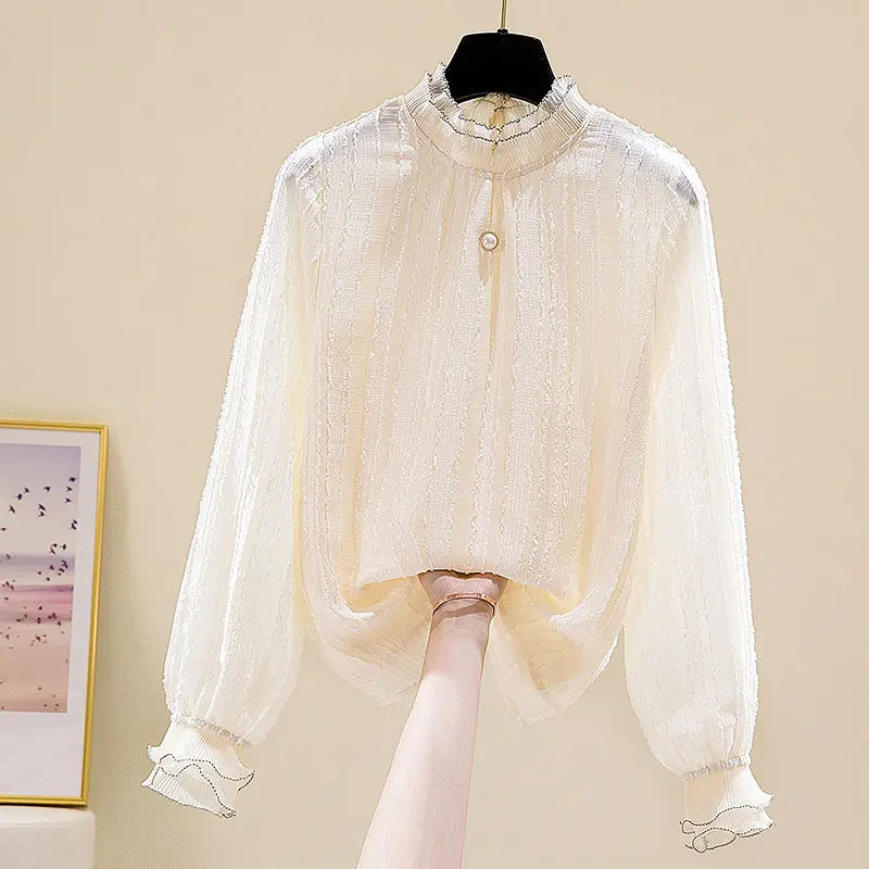 

Embroidery Lace Shirt Spring Women Long Sleeve Girls Blouse Femme Casual Tops Ladies Blouses Office Street Leisure Comfort T05