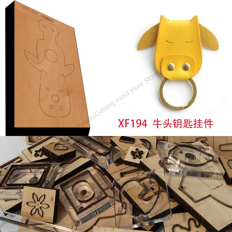 

New Japan Steel Blade Wooden Bull key hanging piece Wallet Leather Craft Punch Hand Tool Cut Knife Mould XF194