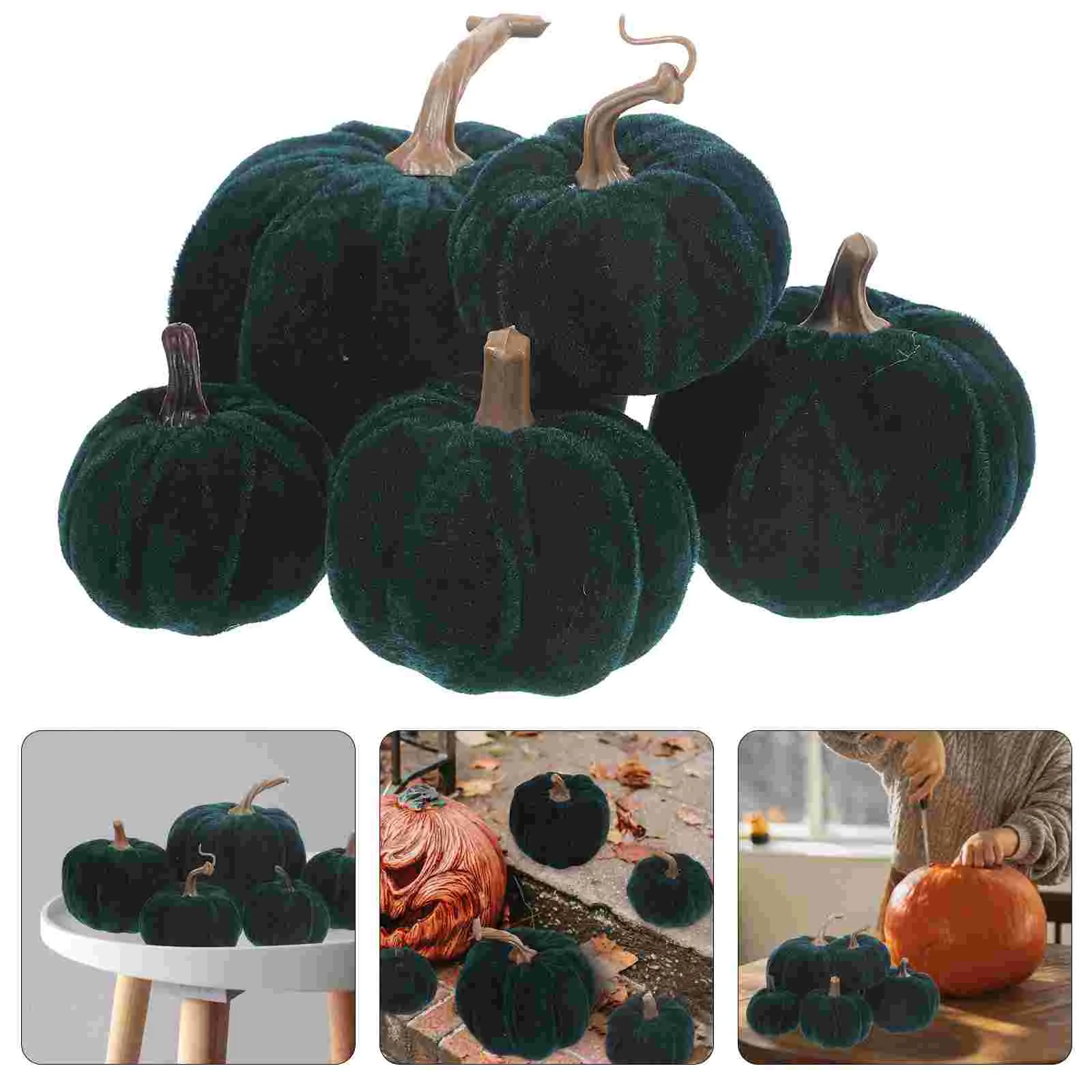 

5 Pcs Flannel Foam Pumpkin Photo Prop Halloween Simulation Fall Decorations Small Mini Table