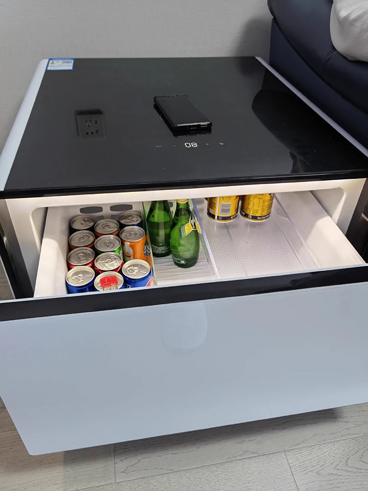 refrigerator integrated multifunctional square coffee table, refrigerated storage, sofa side cabinet corner table
