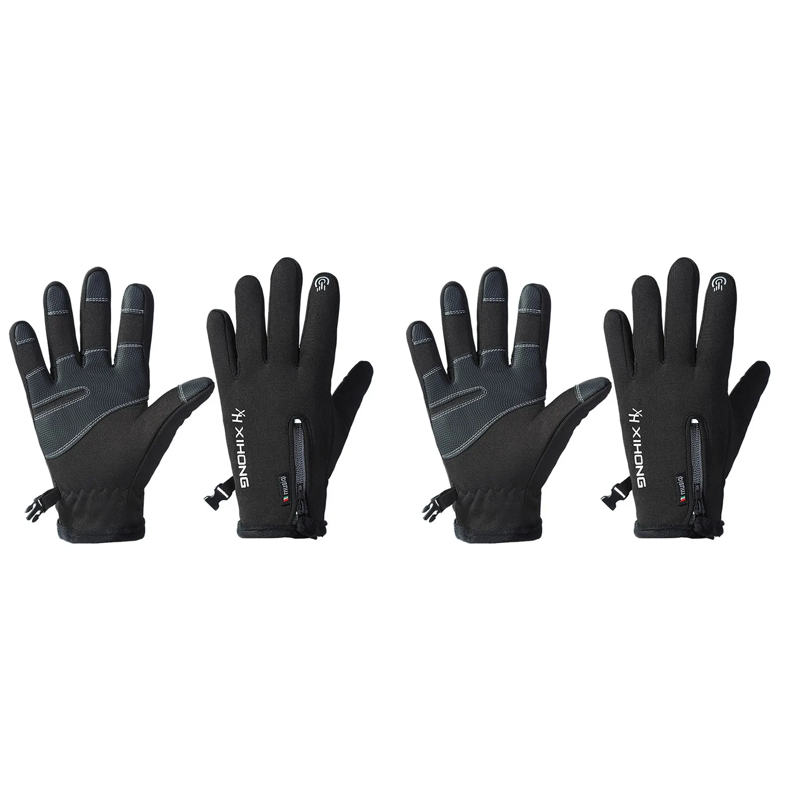 

2 Pairs Winter Cycling Gloves Outdoor Touch Screen Zipper Gloves Waterproof Mountain Mtb Bike Skiing Hiking Warm Mittens Unisex