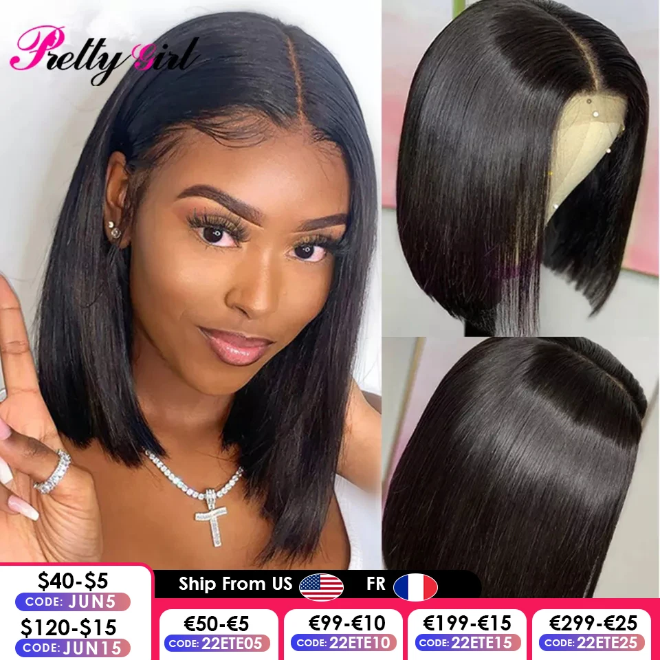 

Short Bob Wigs Straight Human Hair Wigs For Women Indian Remy Bob Wig 13x4 Lace Front Wigs With Baby Hair Pre Plucked Hairline