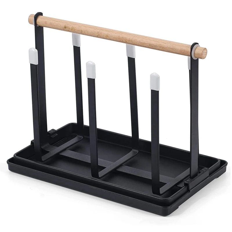 

1 Piece Dish Drainer Bottles 6 Bottle Stand, Metal Cup Holder With Drip Tray And Bottle Dryer For Bottles And Cups