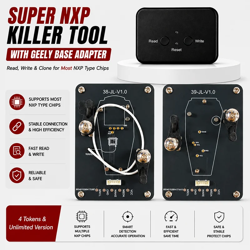 Фото Устройство Super NXP Killer Read Copy Device с адаптером для ключей Geely, копирование всех смарт-ключей NXP, 4 токена и версия с неограниченным количеством ключей. №1
