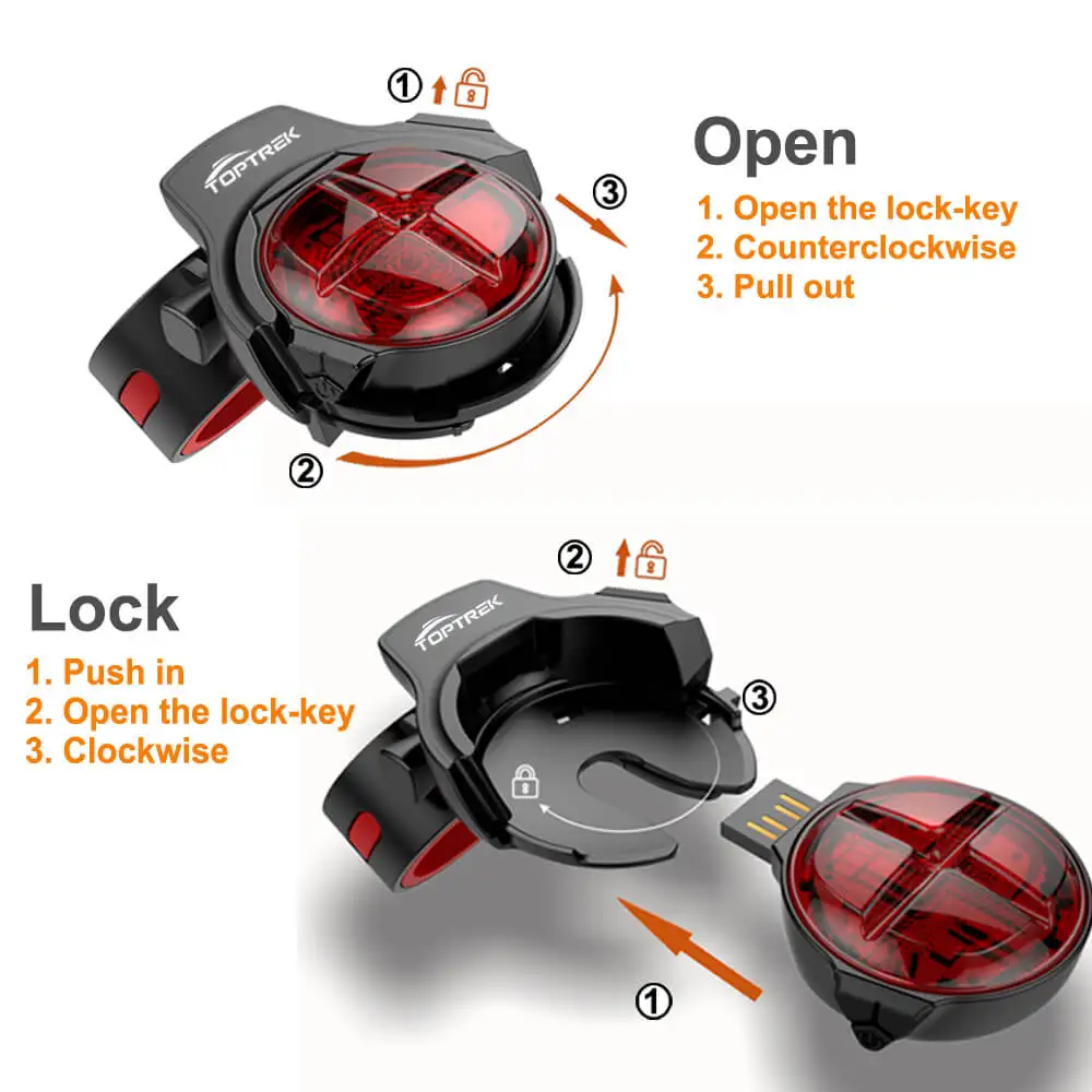 Toptrek Bicycle Smart Brake Taillight IPx5 Waterproof LED Charging Auto Sensing Cycling Tail Light Bike Rear Light Accessories