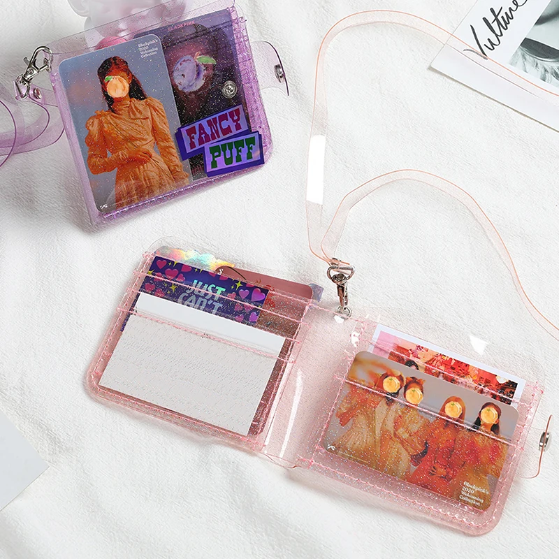 PVC Transparent Waterproof Small Credit Card Purse Business ID Mini Photo Card Holder Pouch for Gift Fashion Girls Card Wallet