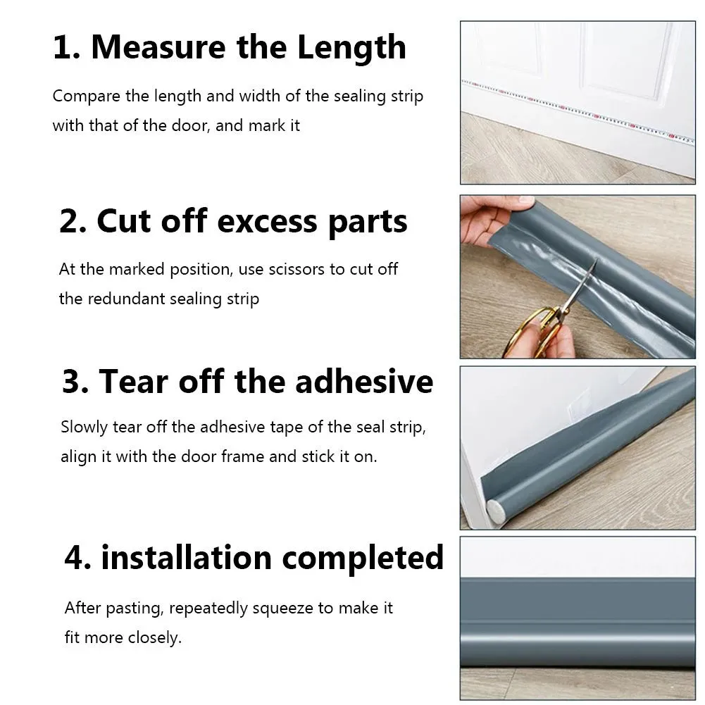 

New Practical Durable Home Door Seal Strip Draught Excluder Wind Sweep Blocker Sealing Strip 1pc 37.8 Inch 96cm