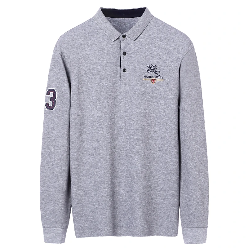 

100%Cotton Men's Shirts Long Sleeve Polo Fashion Pure Color Lapel Embroidery Spring Autumn New High-quality Casual Business End