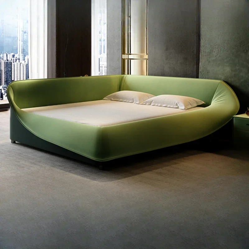 Зеленая двуспальная кровать эстетическая Современная многофункциональная