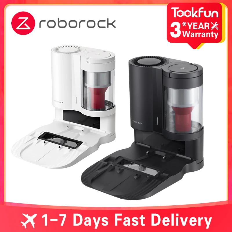 Roborock S7 and S7 MAXV Robot Auto-Empty Dock Cyclone Dust Collection Charging Base Washable White Black Dust bag