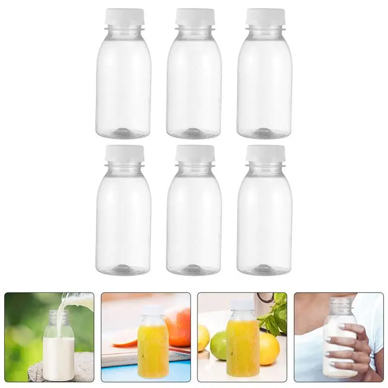 

6pcs 100ml Milk Bottles Small Juice Bottles Leakproof Milk Bottles Portable Beverage Bottles Plastic Water Bottle Empty