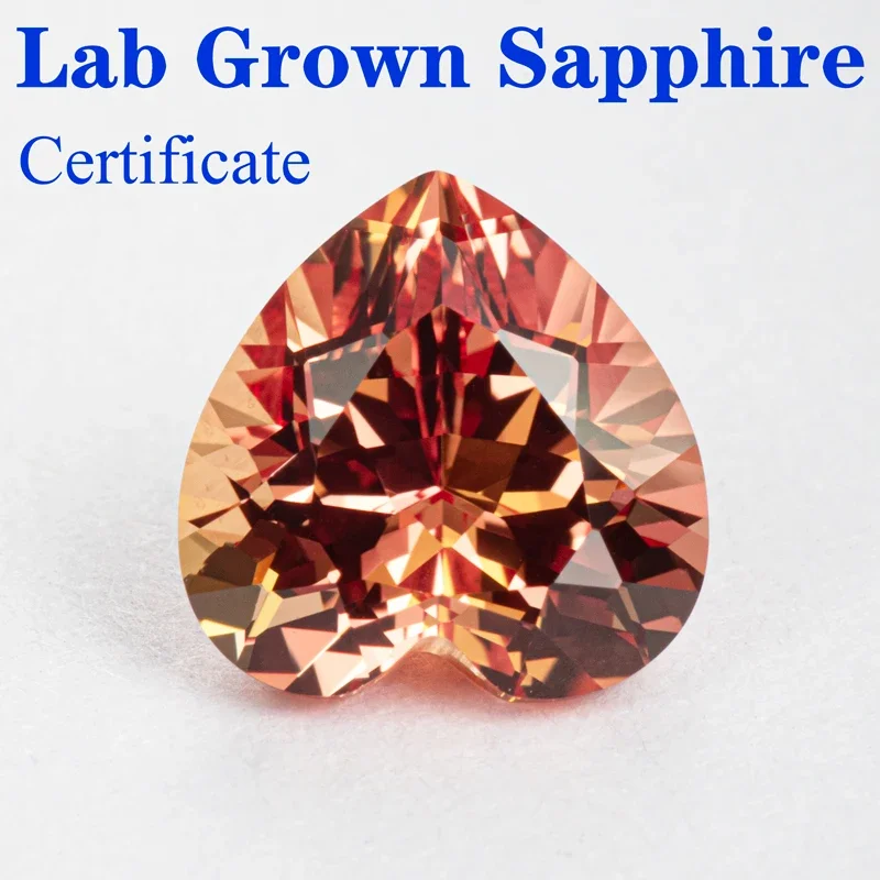 Лучшие лабораторные выращенные сапфировые оранжевые бусины в форме сердца VVS1