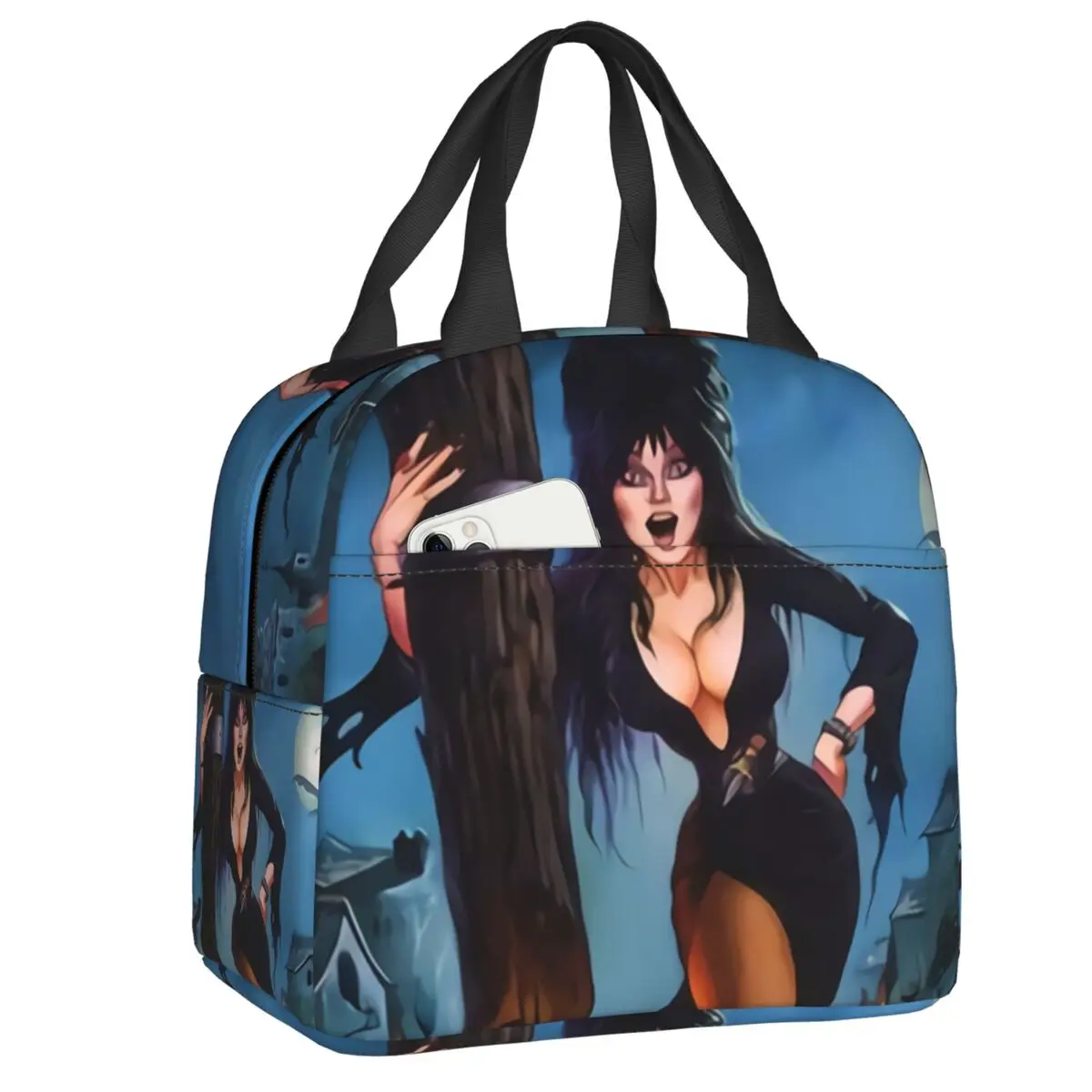 

Custom Elvira Mistress Of The Dark Lunch Bag Women Cooler Thermal Insulated Lunch Box for Kids School Children Thermal Bags