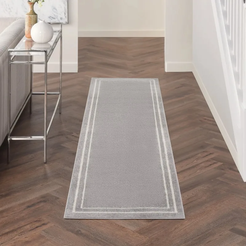 

Indoor/Outdoor Grey/Ivory 2' x 6' Area Rug, (2x6)