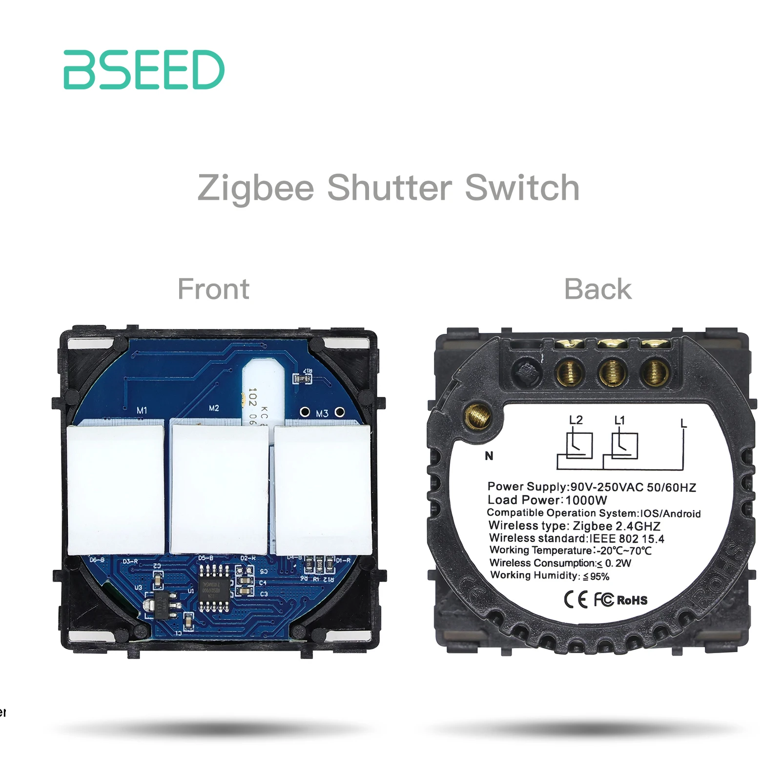 

Умный диммер для штор BSEED Zigbee 1/2/3 клавиш