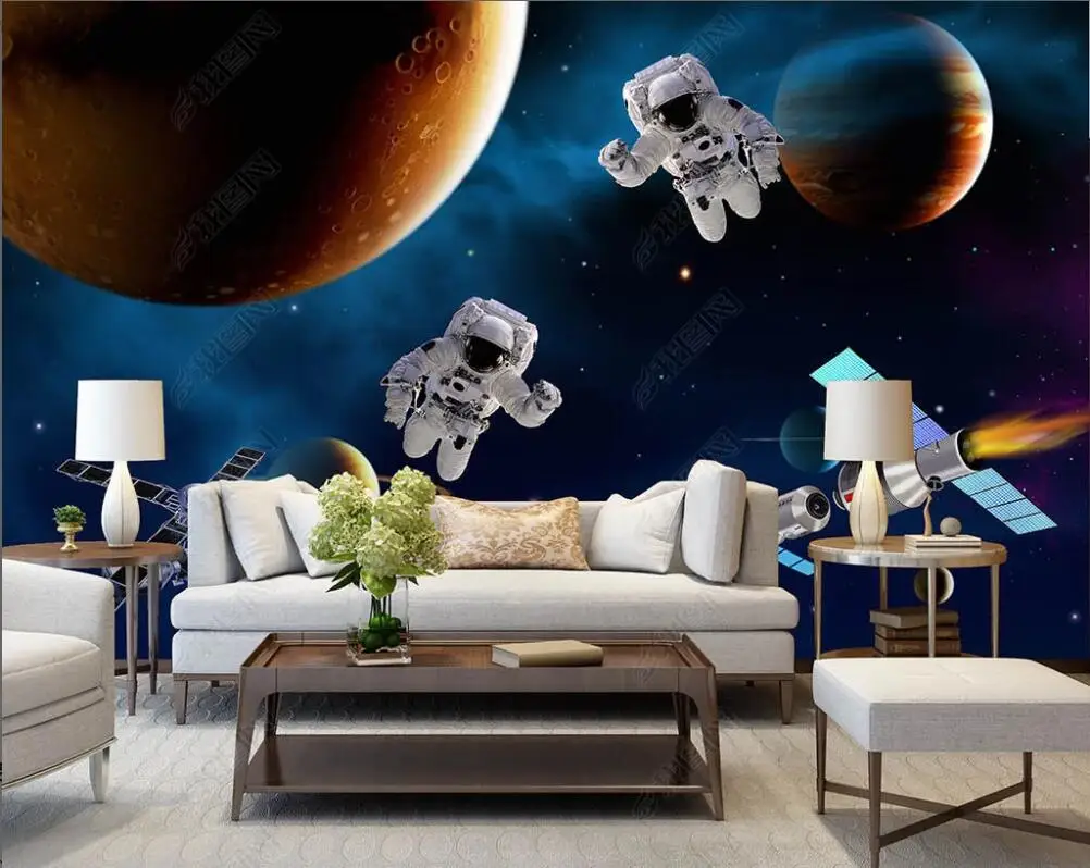 

3d photo wallpaper custom mural universe planet astronaut space station spacecraft bedroom home decor wallpapers for living room