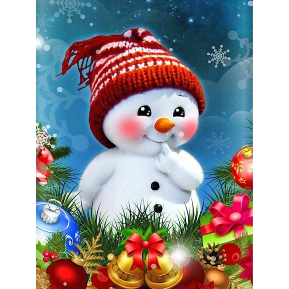 

Набор для алмазной живописи 5D «сделай сам», мозаика из круглых страз в рождественском стиле, с изображением снеговика, стразы, искусство, ру...