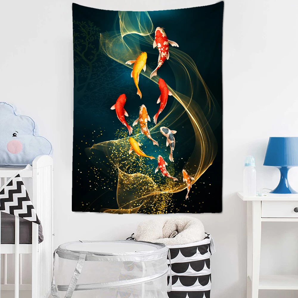 

Художественный эстетичный гобелен, животное, рыба, ландшафт, иллюстрация, настенное украшение, домашнее общежитие, спальня, декор Tapiz