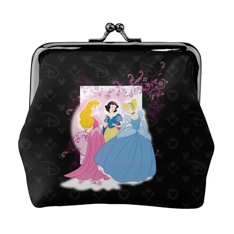 

Disney Brand Bag New Woman Cartoon Print Leather Kiss Lock Coin Purse Design Short Wallet High Quality Girl Clutch Card Holder