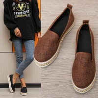 platform women espadrilles shoes slip on loafers thick bottom fisherman shoes solid round toe breathable casual shoe large size