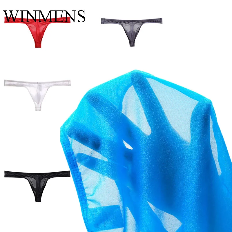 

Men's Panties Gay Sexy Transparent Jockstrap Underwear Ice Gauze Thin T-back Thongs Sissy Quick-dry Strings See Through Lingerie