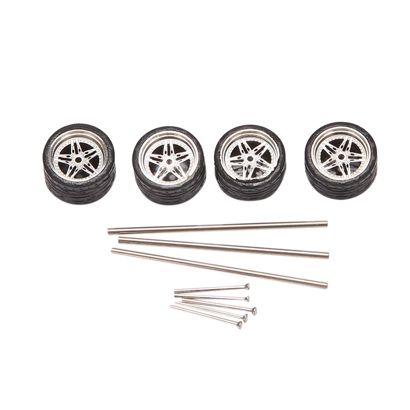 

4Pcs 1/64 Scale Steamer Alloy Wheels Tire Alloy Model Car General Modified Tire For 1:64 Vehicles General Model Tire