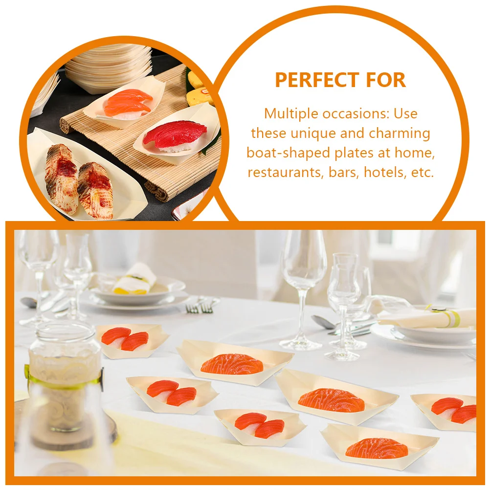50 шт. деревянные лодки для суши одноразовые японские тарелки еды сашими