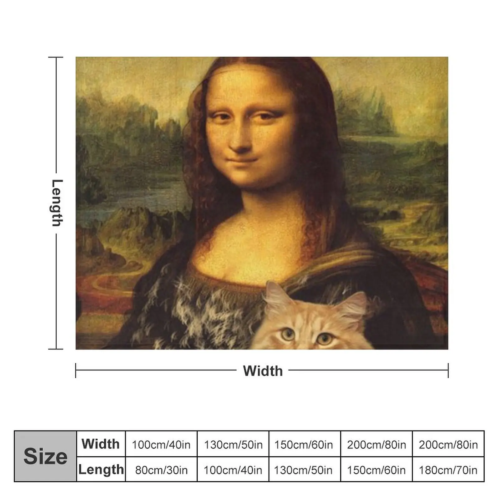 Покрывало с кошкой Мона Лиза покрытое кошачьей шерстью (кошкой) покрывало для