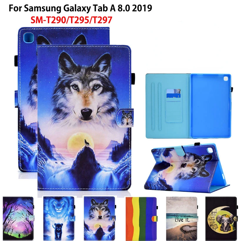 

Magnetic Funda Capa for Samsung Galaxy Tab A8 A 8.0 2019 SM-T290 SM-T295 8" Tablet Painted Cover Case with Soft TPU Back Shell