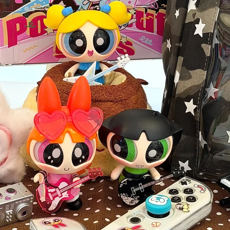 Фото Новая коллекционная фигурка BLOKEES The Powerpuff Girls Cute Beats Series Vol.1 в слепой коробке, настольное украшение, модель, игрушка, подарок на день рождения №4