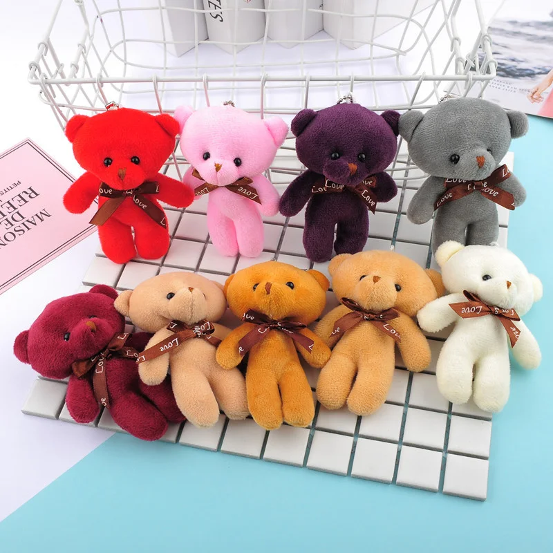 

12cm Plush Toy Teddy Bear Doll Pendant Keychain Cotton Soft Stuffed Bears Toy Doll Toy Gifts Bag Pendants Teddy Plush Keychain