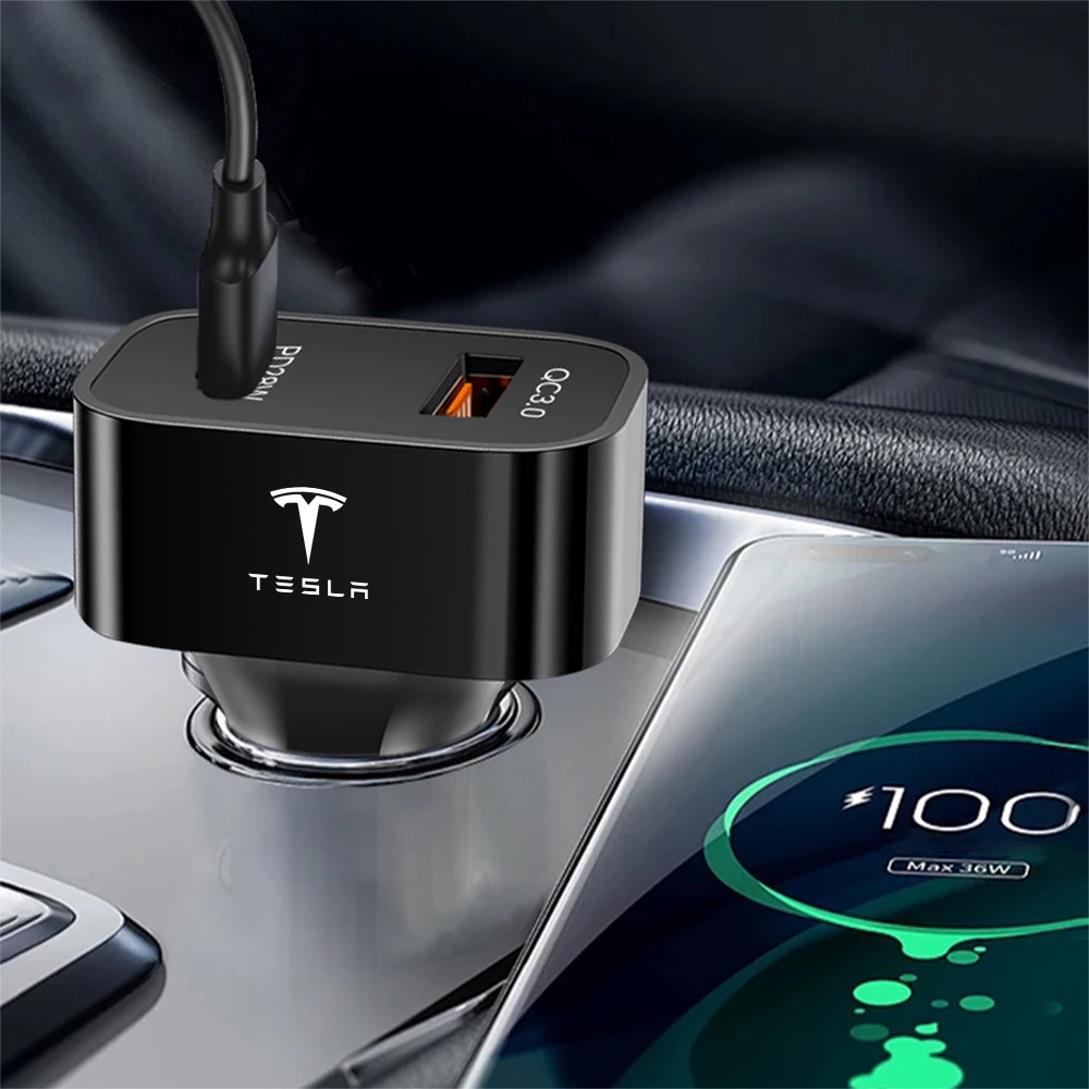 Фото Автомобильное зарядное устройство USB Type-C, 25 Вт, автомобильные аксессуары для Tesla Model 3 Model Y Model S X SpaceX Juguete Mod WYE K80 P85D №4
