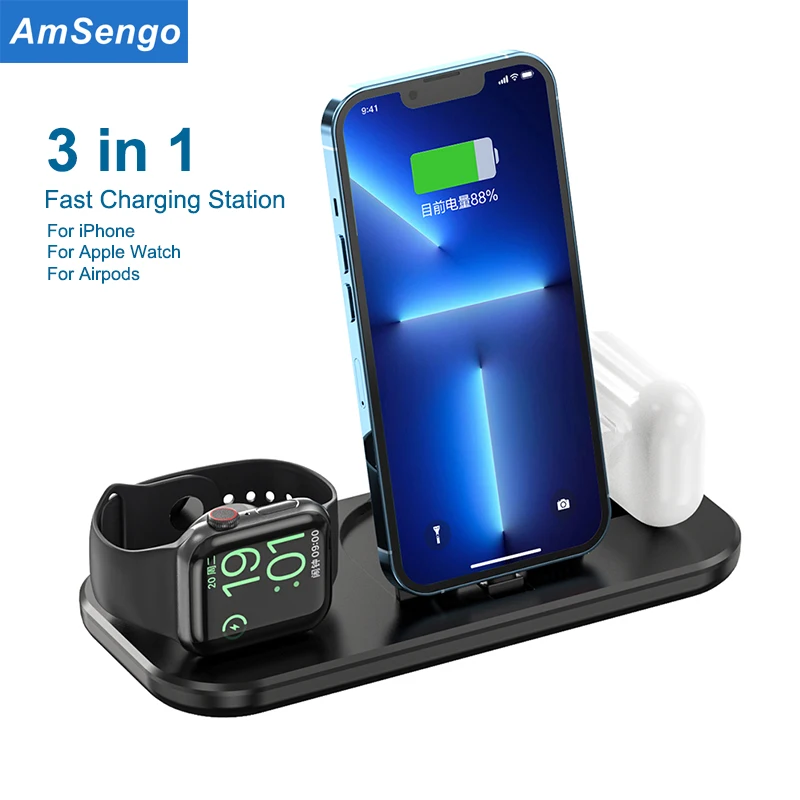 

15W Foldable Charging Station For iPhone 13 11 12 X XR for Apple Watch 7-1 Charging Station for Airpods Pro 3 in1 Charger Holder