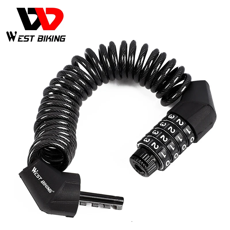 

WEST BIKING Portable Password Helmet Lock Mini 4 Code Motorcycle Electric Scooter Bike Locker Door Anti-theft Bicycle Cable Lock