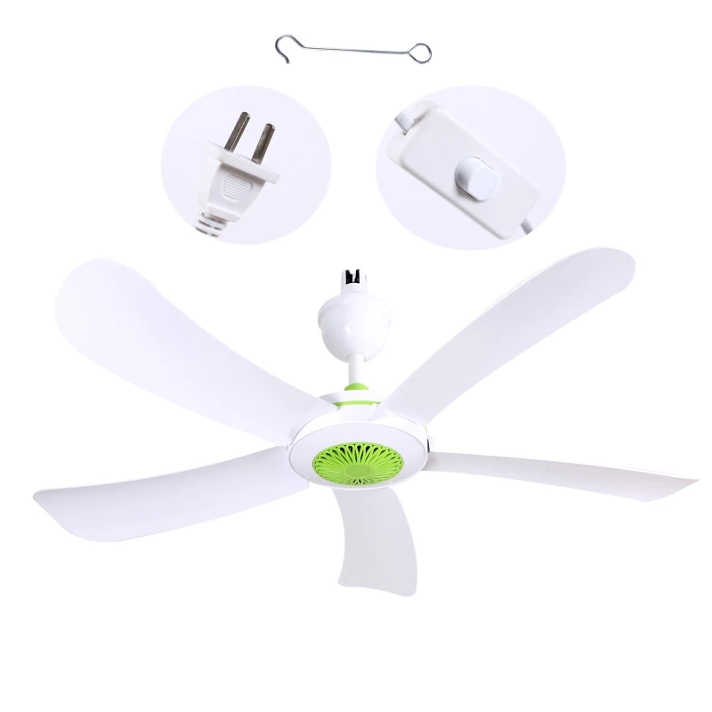 

Ultra Quiet Hanger Fan 5 Blades with Switch Summer Ceiling Fans 20W Energy Saving for Household Students Dormitory Room