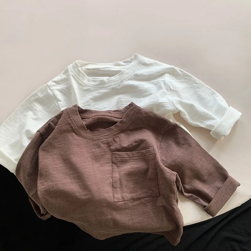 

2022 New Baby Long Sleeve T Shirt Cotton Boys Casual T Shirt Children Loose Pullover Breathable Kids Tee Cute Girls Bottoming